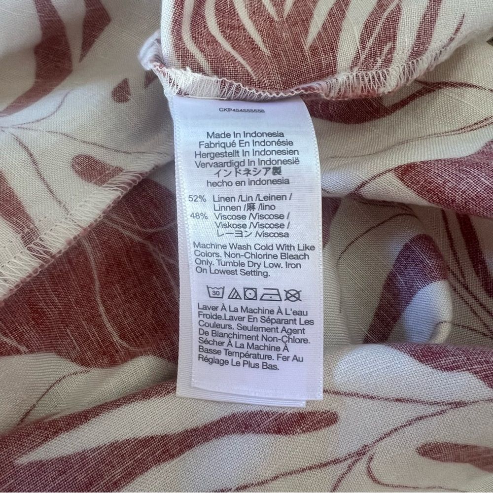 Madewell Rust & White Tropical Print Ruffle Linen Blend Midi Skirt - Picture 11 of 11